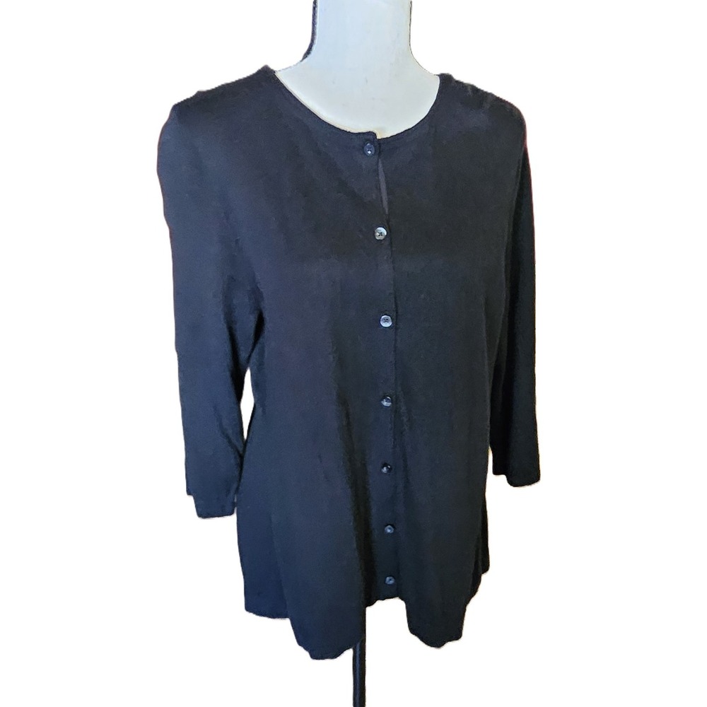 NWT J.Jill Black Knit Cardigan Women's SZ M Minimalist,Classic,Timeless,Career